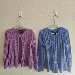Polo Ralph Lauren Purple and Blue Cable Knit Cardigans